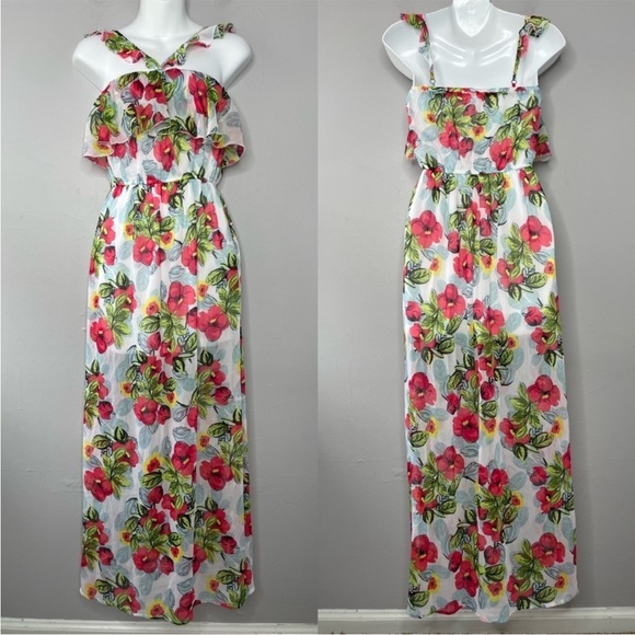 OLSENBOYE Floral Print Ruffle Maxi Dress - Picture 2 of 9